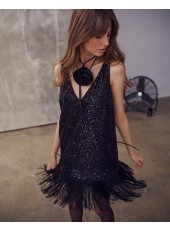 Sukienka cekinowa Fringe czarna